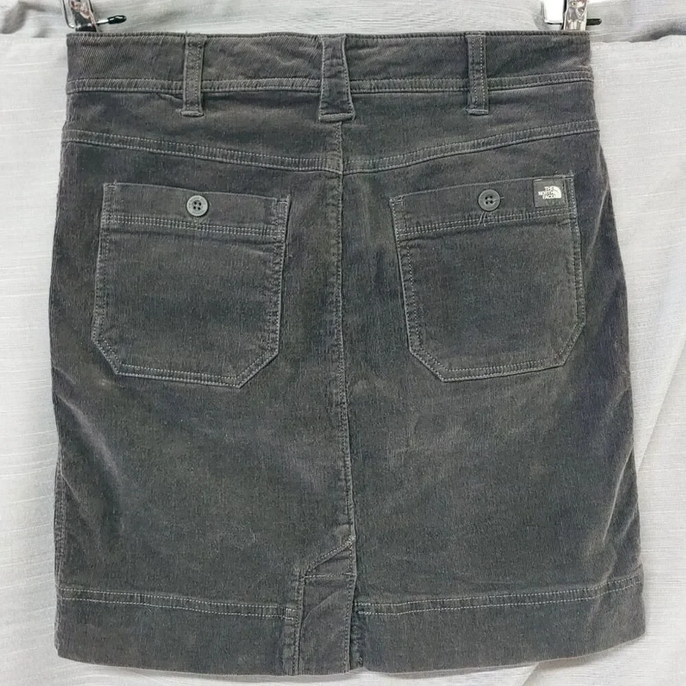 The North Face Grey Stretch Corduroy Mini Above Knee Pencil Skirt Womens 4 Small